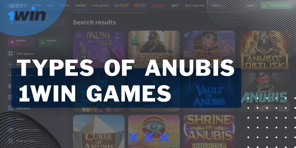 What variations of the Anubis game are available to players from India on the 1Win platform?